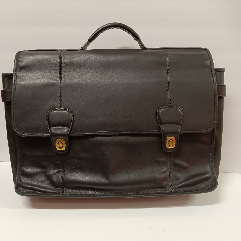 Coach Men's Smooth Black Genuine Leather Briefcase